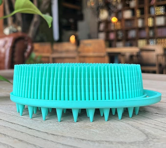 Premium Sensory Brush for Kids or Autism,Soft Silicone Body Scrubber,2 in 1 Sensory Room Occupational Therapy Brushes,Silicone Loofah,Pet Shower Brushes Bath Brush Shampoo Brush(hangable-Spikes-Teal)