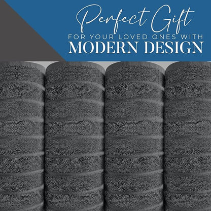 DAN RIVER Pack of 2 Bath Sheet 35x70 Inches, Extra Large Ribbed Gray Bath Towels Oversized, Absorbent Cotton Towels for Bathroom