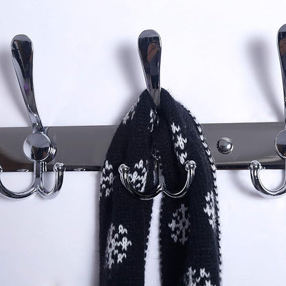 Dseap Coat Rack Wall Mount - 29.5” Long 8-Tri-Hooks Heavy Duty Coat Hanger Rail Wall Hooks for Hanging Coats Hats Clothing Clothes Purse Mudroom Entryway, Chromed