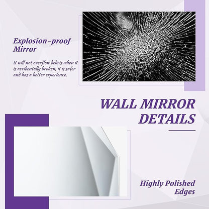 Bathroom Mirror for Wall, 30" x 48" Arched Mirror, Bathroom Vanity Mirror, Beveled Edge Frameless Wall Mount Vanity Mirrors, Wall Mirrors Decorative, Irregular Beveled Edge Mirror