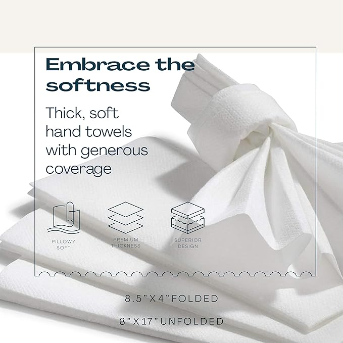 Disposable Linen-Feel Guest Towels [Pack of 300] - Disposable 8" x 17" Cloth-Like Hand Towels, Made In USA - Soft And Absorbent Paper Napkin For Kitchen, Bathroom, Party, Wedding, Or Event