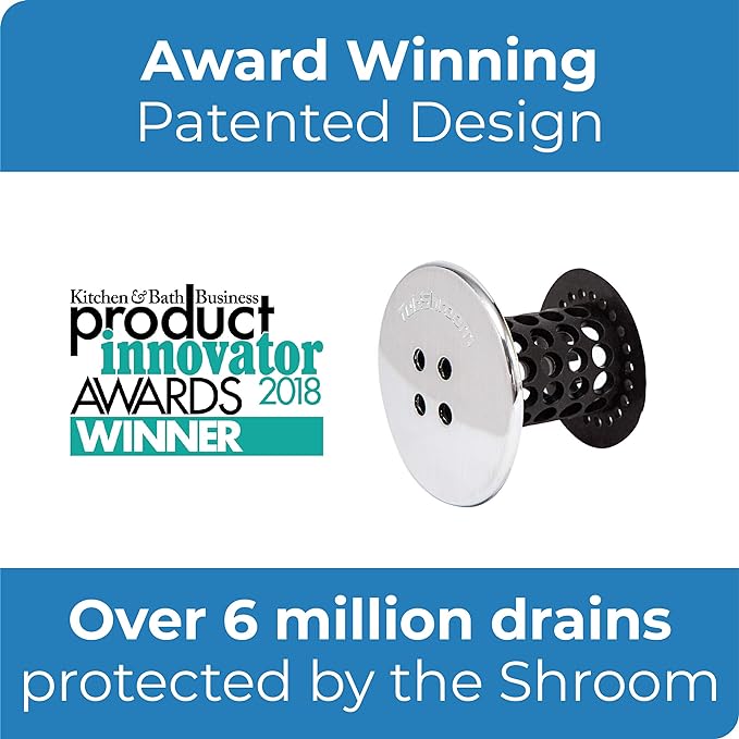 TubShroom Tub Drain Hair Catcher Combo Pack with Silicone Stopper, Black Chrome – Protector and for Bathroom Drains, fits any standard bathtub drain measuring 1.4” to 1.8” wide