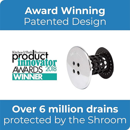 TubShroom Tub Drain Hair Catcher Combo Pack with Silicone Stopper, Black Chrome – Protector and for Bathroom Drains, fits any standard bathtub drain measuring 1.4” to 1.8” wide
