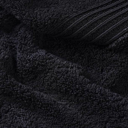 Superior Egyptian Cotton Bath Towel Set, Home Bathroom Towels, Master, Guest Bath, Decor Essentials, Quick Dry, Absorbent, Large Body Towels, Spa, Hotel, Resort, Adult, Kids, Set of 2, Black