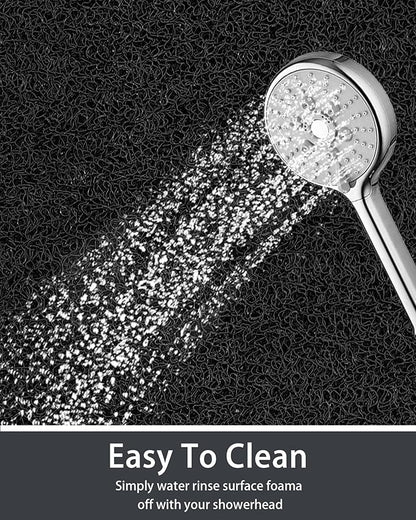 Mecko Non Slip Shower Mats,17x30 Inch,Anti-Slip Bathtub Mats with Suction Cups for Bathroom, Foot Scrubber Loofah Bath Mats for Shower, Quick Drying Shower Stall Mats for Wet Areas (Black)