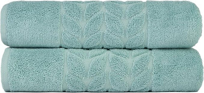 BAGNO MILANO Organic Turkish Cotton Bath Towels, Luxury Jacquard Collection, Certified Organic Highly Absorbent, Soft-Plush Towel Set (Mint, 2 Pcs Bath Towel Set)