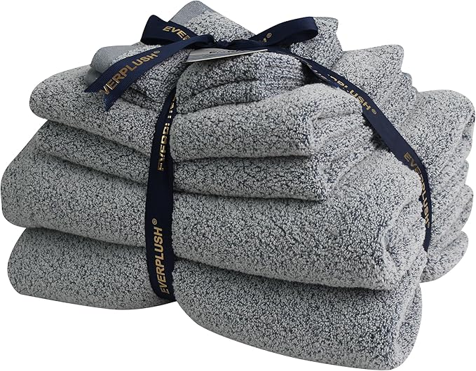 Everplush Diamond Jacquard 6 Pieces Bath Towel Set, Luxury Super Soft Oversized everplush Towels, Highly Absorbent everplush Diamond Jacquard Quick Dry Bath Towel for Bathroom Dusk