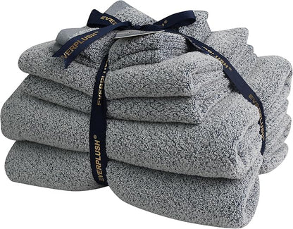 Everplush Diamond Jacquard 6 Pieces Bath Towel Set, Luxury Super Soft Oversized everplush Towels, Highly Absorbent everplush Diamond Jacquard Quick Dry Bath Towel for Bathroom Dusk