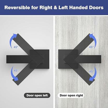 Passage Door Lever, 4 Pack Matte Black Interior Door Handles for Hallway and Closet, Heavy Duty Square Interior Keyless Door Handles Non-Locking Door Knobs for Right & Left Side Door