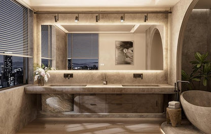 TETOTE 96 x 36 Inch LED Backlit Bathroom Mirror with Lights,3Color White/Warm/Natural,Anti-Fog Lighted Mirror,Dimmable,Vanity Mirror,Wall Mounted