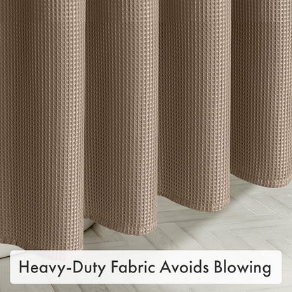 AmazerBath Taupe Shower Curtain Waffle Textured, Fabric Shower Curtain Tan Thick Heavy Duty 240GSM Hotel Quality Bathroom Shower Curtains, 72 x 72 Inches