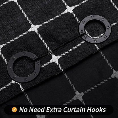 No Hooks Required Farmhouse Shower Curtain with Snap-in Liner - with Window & Magnets, Boho Cotton Linen Fabric Shower Curtains with Tassels for Rustic Bathroom Decor, Black and White, 72 x 74
