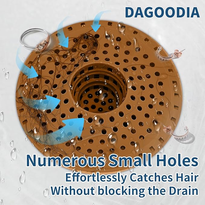 Bathtub Drain Hair Catcher,Tub Shower Drain Hair Trap/Strainer,3PCS Silicone Collapsible Tub Hair Catcher Drain Protector Designed for 1.47" to 1.75'' Regular Drains(Brown)