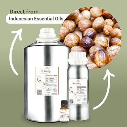 Nutmeg Essential Oil - Direct from Central Java, Indonesia - Pure Essential Oils for Diffusers, Muscle Relief and Aromatherapy | Premium Therapeutic Grade (15ml)