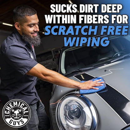 Chemical Guys Professional Grade Premium Microfiber Towels for Cars, Blue, 16" x 16", Ultra-Soft and Scratch-Free Car Detailing Cloths for Trucks, Motorcycles, and More - 12 Pack