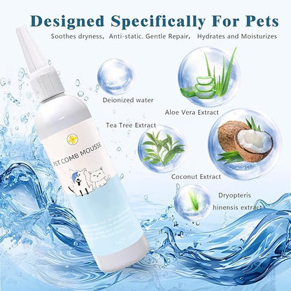 Pet Steam Brush Spray Refill for Dogs & Cats – Pets Waterless Shampoo, 3-in-1 Grooming Spray Comb Mist, 1*Shampoo(Steam Brush not Included)