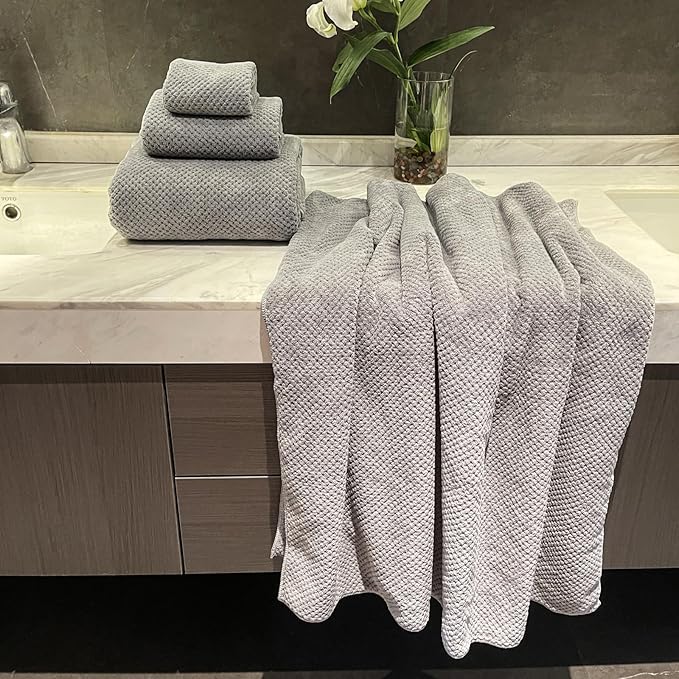 Extra Large Bath Towels Set for Bathroom 30x60 Inches Super Soft Light Weight Quick Dry Microfiber Shower Towels (Grey,6 Piece)