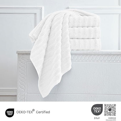 Classic Turkish Towels CTT Luxury Hand Towels for Bathroom Set of 4, 100% Turkish Cotton, Quick Dry & Comfy Towels for Hotel & Spa, Highly Absorbent | 20"x32" (White)