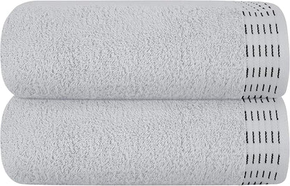 Cotton 2 Pack Oversized Bath Towel Set 28x55 inches, Large Bath Towels, Ultra Absorbant Compact Quickdry & Lightweight Towel, Ideal for Gym Travel Camp Pool - Light Grey