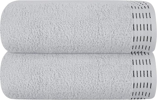 Cotton 2 Pack Oversized Bath Towel Set 28x55 inches, Large Bath Towels, Ultra Absorbant Compact Quickdry & Lightweight Towel, Ideal for Gym Travel Camp Pool - Light Grey
