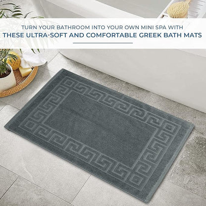 DAN RIVER Greek Cotton Bath Mats Set of 2 – Not a Bathroom Rug, Ultra Soft, Highly Absorbent & Machine Washable Bath Mat Towel for Bathroom Floor Mat – Durable, Quick-Dry, 21x34 Inches, Grey