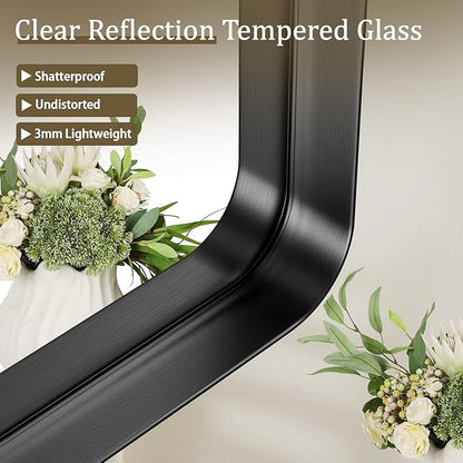VooBang Bathroom Mirror 20x30 inch, Black Gorgeous Deep Frame Wall Mirror, Modern Round Corner Bathroom Vanity Mirror for Over Sink Hanging or Leaning Horizontal or Vertical, Black