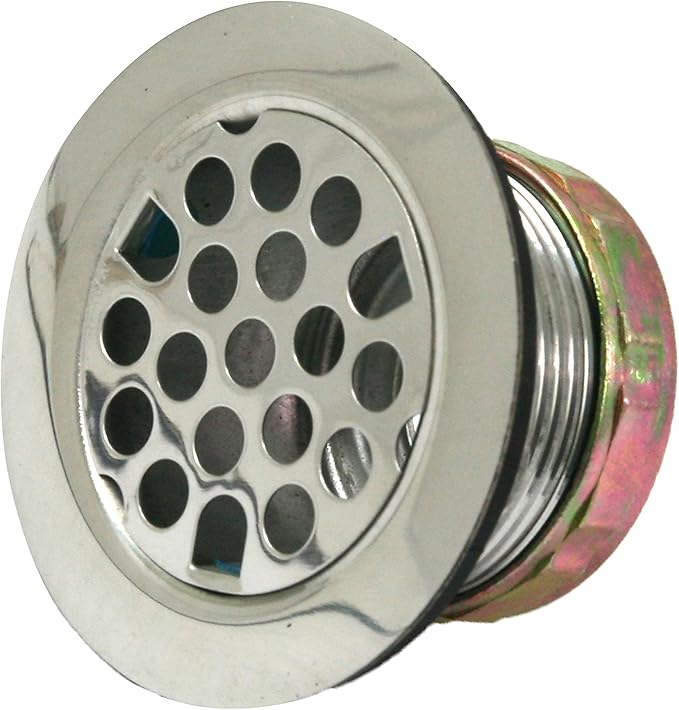 Highcraft Flat Stainless Steel RV Mobile Shower Strainer - Drain Assembly for Bar or Bathroom Sinks