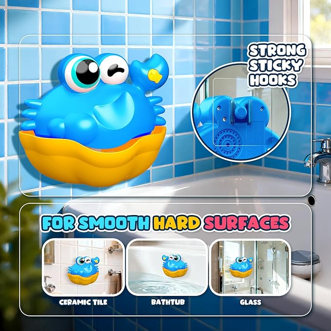 Bath Toys for Kids Ages 1-3,Light Up Baby Bath Toys Crab Bubble Maker with Colourful Light Toddler Bathtub Birthday Gifts Christmas Stocking Stuffers for Boys Girls Aged 1-3 2-4 3-5
