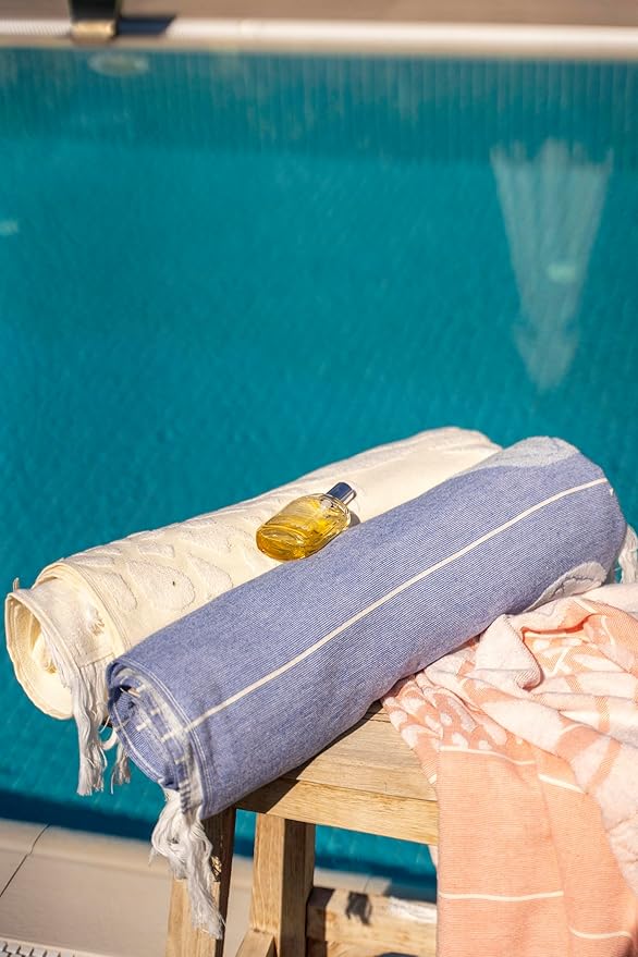 SOFE H&L | LINVIA Foutah Quick Dry Beach Towel Pack of 1 (35” x 70”) CARETTA - Yellow | Lightweight, Premium, Fade Resistant, Durable | Travel Towel, Turkish Beach Towel with Shoulder Strap