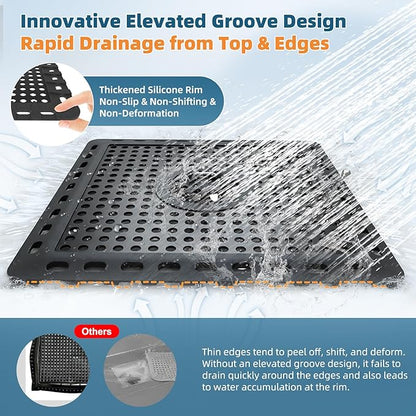 Hibbent Upgraded Shower Drain Hair Catcher, Shower Drain Cover for Bathroom Floor 6" Drain, Anti-Clogging Bathtub Drain Strainer, Stainless Steel Kitchen Sink Drain Strainer with Handle, Matte Black