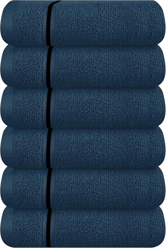MyOwn Ultra Soft Cotton 6 -Piece Hand Towel Set 16x24 Inch, Ideal for use in Bathroom, Kitchen, Gym, Spa & General Cleaning, Compact & Lightweight Multi Purpose Hand Towels - Mineral Blue