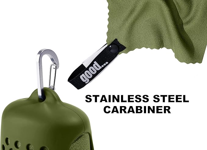 Quick Dry Towel - Super Absorbent Fast Drying - Travel, Camping, Gym & Sports - Army Green Nanofiber