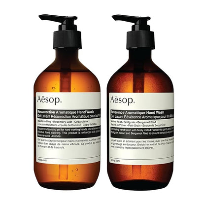 Aesop Aromatique Resurrection & Reverence Hand Wash Set | Liquid Hand Soaps to Gently Cleanse and Exfoliate Skin - Made with Hydrating Essential Oil Blend | 16.9 oz (Set of 2)