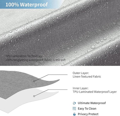 2-in-1 Waterproof Long Fabric Shower Curtain or Liner,Linen Textured,78 Inch Breathable TPU & Washable Bathroom Shower Curtain Set with 12 Plastic Hooks,Modern,72"x78" Grey
