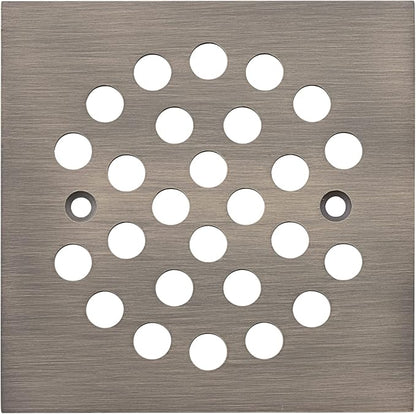 Square 4-1/4 Inch Screw-in Shower Drain Cover Replacement Square Floor Drainer Grate,Brushed Nickel,Brushed Gold,Oil Rubbed Bronze,Chrome (Antique Brass)