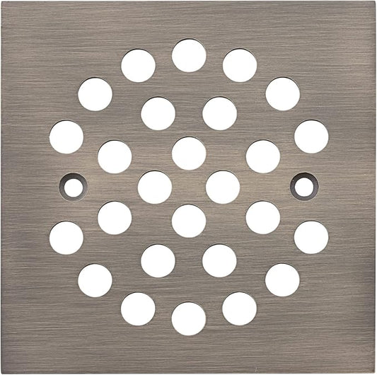 Square 4-1/4 Inch Screw-in Shower Drain Cover Replacement Square Floor Drainer Grate,Brushed Nickel,Brushed Gold,Oil Rubbed Bronze,Chrome (Antique Brass)