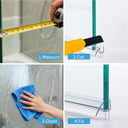 2-Pack ShowerDoor Bottom Seal 3/8" x 39" Polycarbonate Frameless Ultra Clear Shower Door Seal Strip for Glass Doors Stop Leaks and Create a Water Barrier Replacement Shower Cubicle