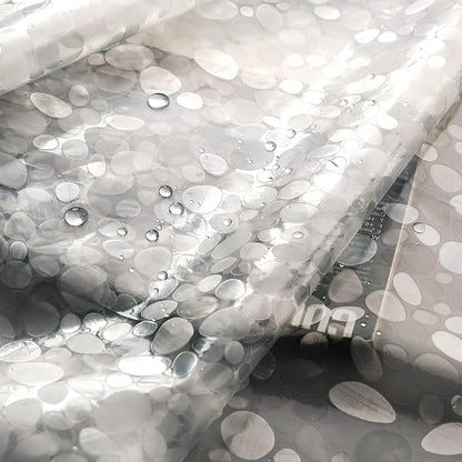 AooHome Pebble Pattern Shower Curtain Liner, Plastic EVA Shower Curtain with Bottom Magnets, Water Repellent, 72x72 inch, Semi Transparent
