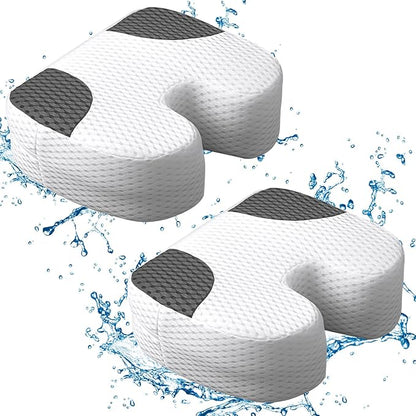 Suzile 2 Pcs Hot Tub Booster Seat Weighted Spa Bathtub Booster Inflatable Cushion Quick Dry Non Slip Bottom Portable Seat with 3D Air Mesh Cover Tub Accessory for Adult Indoor Outdoor(White Grey)