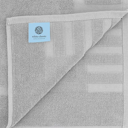 White Classic Luxury Bath Mat Floor Towel Set - Absorbent Cotton Hotel Spa Shower/Bathtub Mats [Not a Bathroom Rug] 22"x34" | 2 Pack | Dolphin Grey
