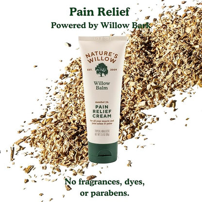 Nature's Willow Willow Balm Natural Pain Relief Cream for Muscles & Joints | Fast-Acting with Willow Bark & Menthol | Free from Artificial Fragrances & Dyes | 6-Pack | 3.5 fl oz