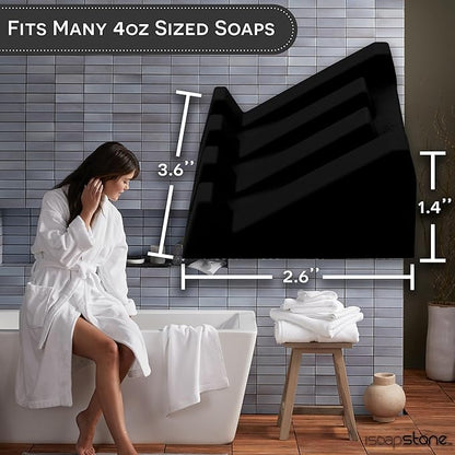 Silicone Soap Dish (USA Patented) Self Draining Bar Soap Holder for Shower Bathroom Sink, Drying Soap Dish Tray Sponge Holder Easy Cleaning Soap Saver Travel Accessories (Black, 1)