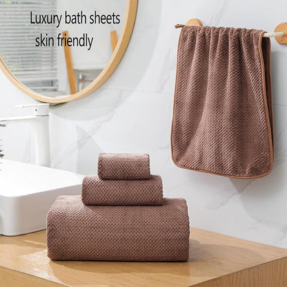 YTYC 29x59 Inch Extra Large Bath Towels Set of 6 Quick Dry Super Soft Microfiber Towels for Bathroom 80% Polyester (Brown,6 Piece)