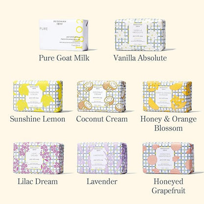 Beekman 1802 Goat Milk Bar Soap Gift Set - 9 oz (Pack of 8) - Nourishes, Moisturizes & Hydrates - 100% Vegetable Soap with Lactic Acid - Good for Sensitive Skin - Cruelty Free