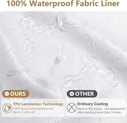 No Hook Waffle Weave Shower Curtain Set with Snap-in Fabric Liner and Mesh Top Window,256GSM Heavy Duty Fabric,Khaki Washable Luxury Shower Curtain for Bathroom Stalls (72x75 Inch)