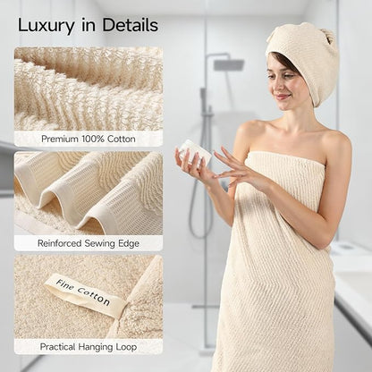 REDKISS Luxury Bath Towel Set of 8, 100% Cotton Bathroom Towels Set with 2 Bath Towels, 2 Hand Towels, 4 Washcloths, Ultra Soft Highly Absorbent Towels for Bathroom, Gym, Hotel, Spa, Brown