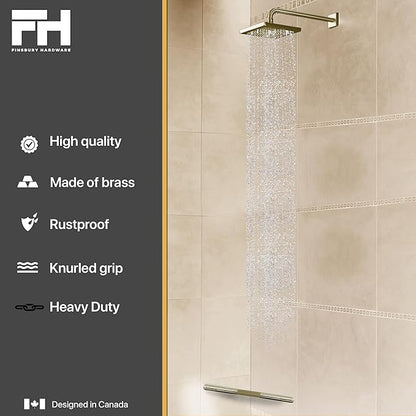 Shower Foot Rest, Corner Shower Bar for Shaving Legs, Wall Mounted Hotel Shower Foot Ledge, Brass Bar Bathroom Foot Step (Satin Brass)
