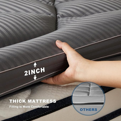 BEDLORE Twin Mattress Topper, Thick Pillow Top Pad for Back Pain Relief, Cooling Soft Mattress Cover with Deep Pockets 6-15 inch