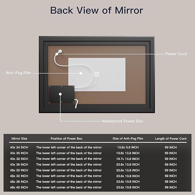 ISKM Framed LED Mirror for Bathroom 48"x32", Dimmable LED Bathroom Mirror with Lights, Anti-Fog, Front and Backlit Lighted Mirror 3-Colors, Shatterproof, Memory Function