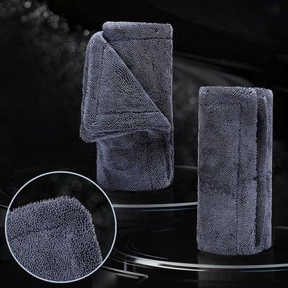 2-Pack 1200GSM Microfiber Car Drying Towels, Extra Large Twisted-Loop Absorbent Drying Towel for Cars and Trucks, Without Streaks, Scratches, or Water Spots (35"x 24")
